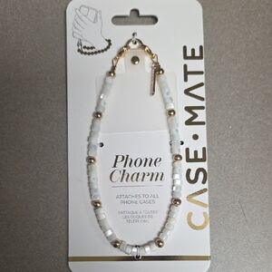 Case-Mate Gold and White Beaded Phone Charm